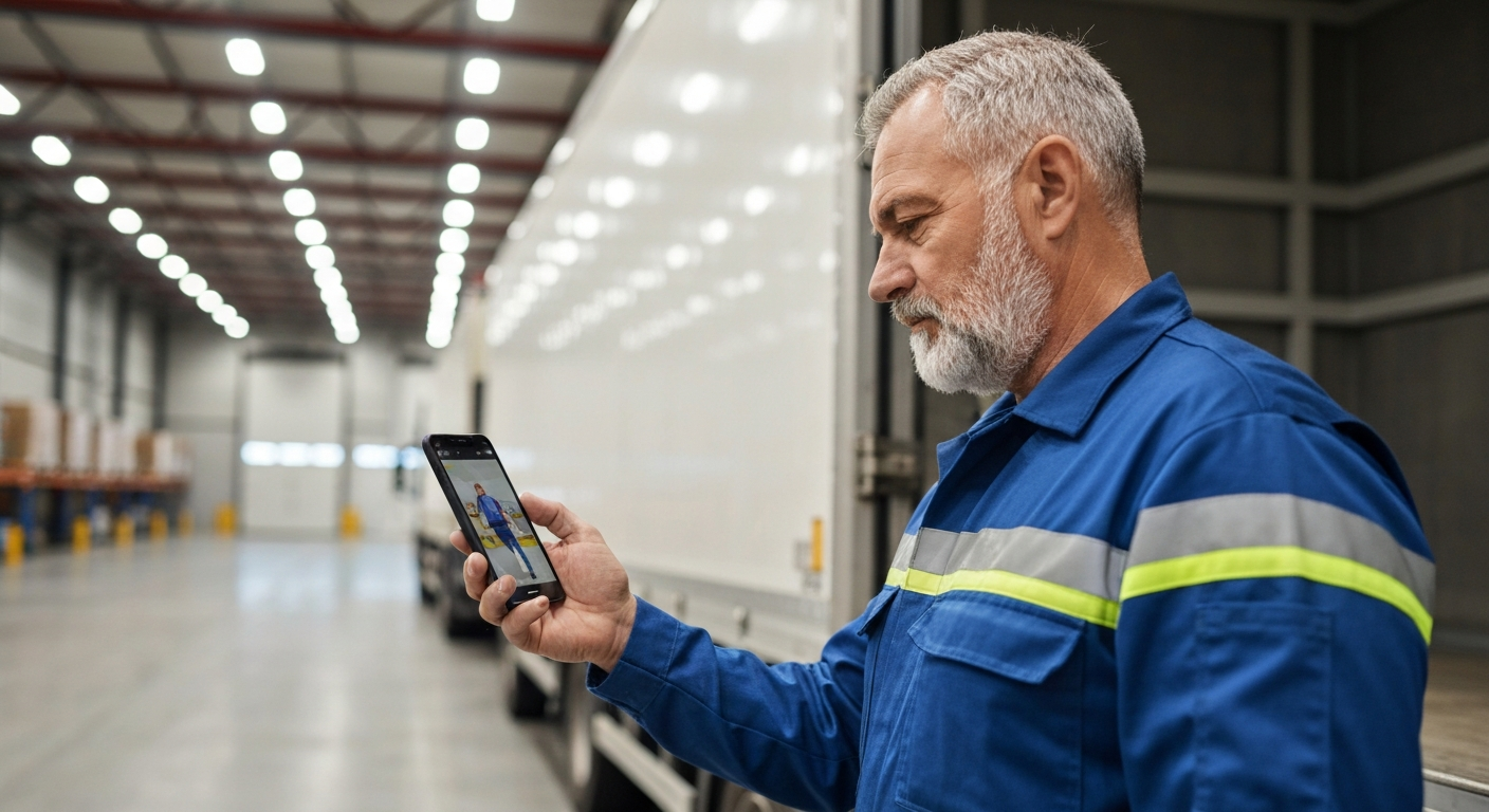 Driver watching safety training video