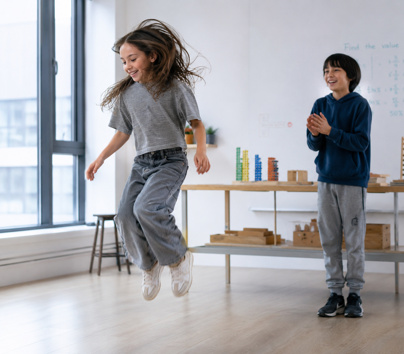 Students participating in movement break