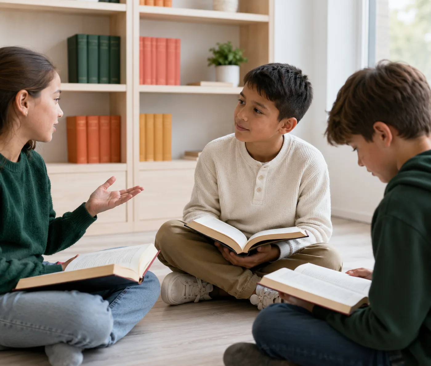 Students participating in discuss