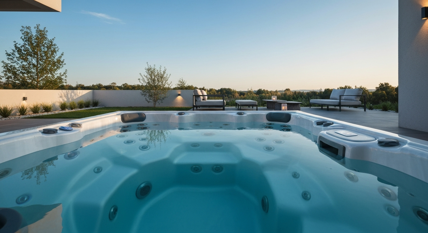 Close up of hot tub controls and jets