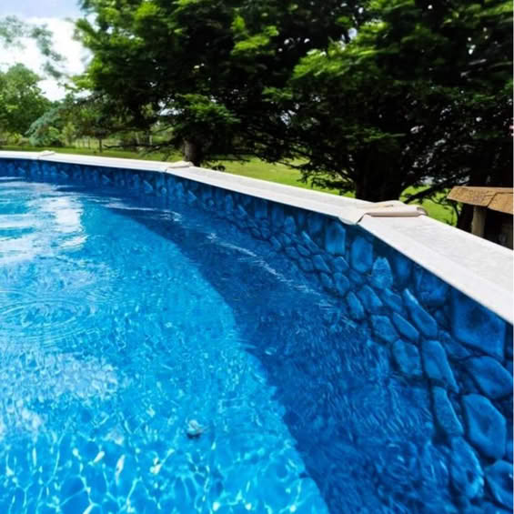 Close up of new above ground pool liner