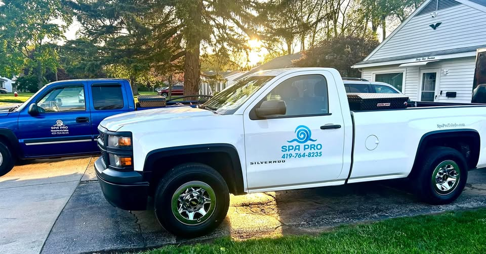 Spa Pro Toledo service trucks ready for dispatch