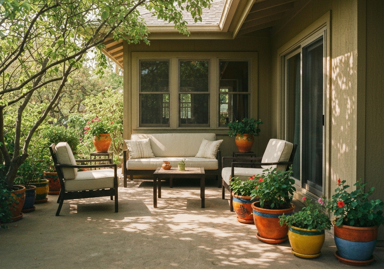 Peaceful outdoor patio