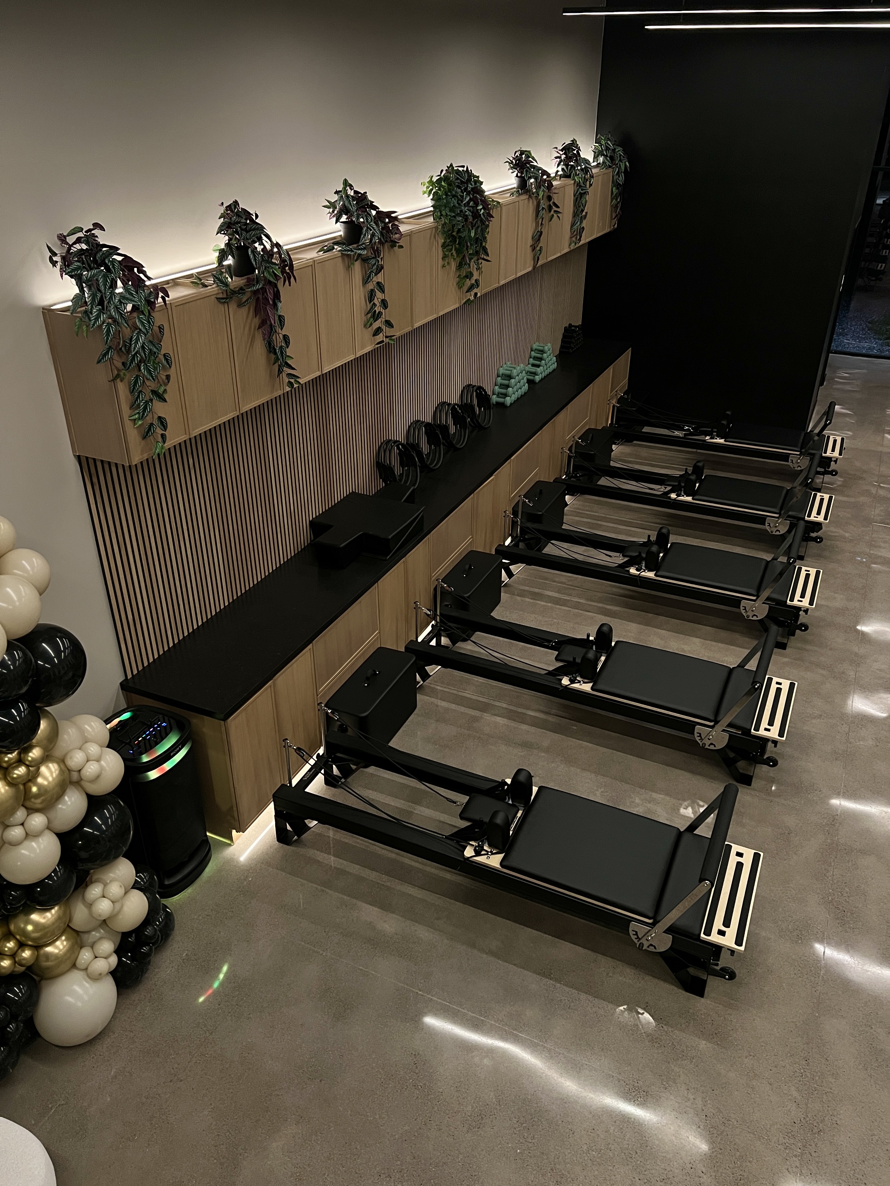 Endure Pilates Studio Custom Reformers and Slatted Wall
