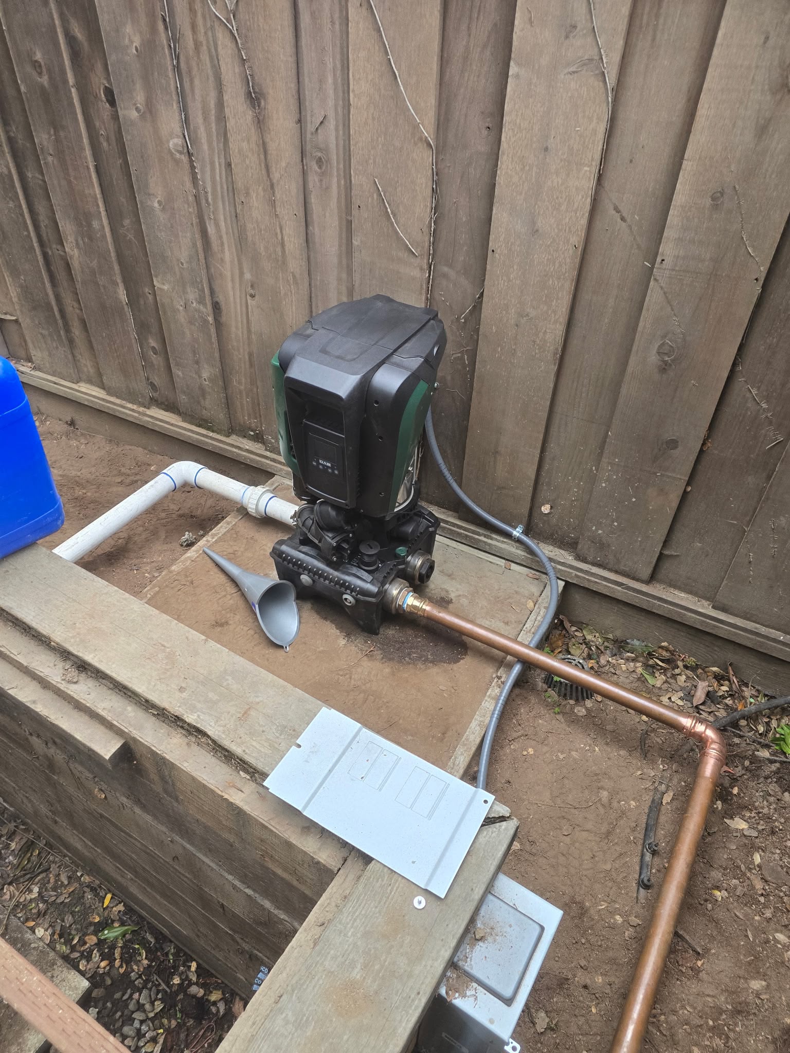 DAB E.sybox variable speed constant pressure booster pump connected to clean copper plumbing