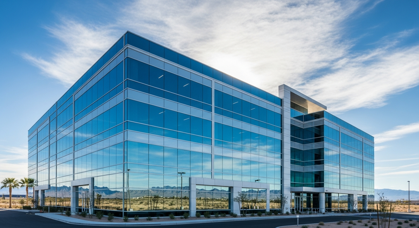 Las Vegas commercial office building with gleaming glass windows