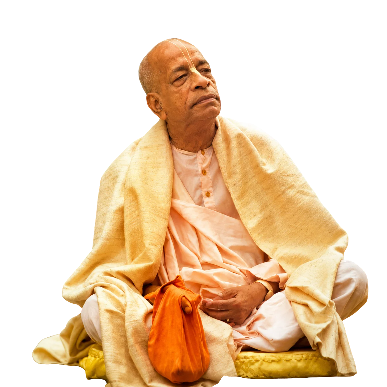 Portrait of Srila Prabhupada sitting in contemplation