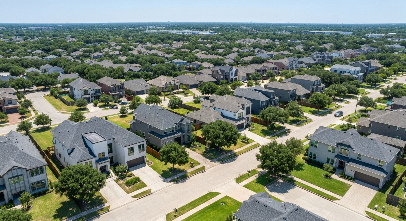 Beautiful aerial view of a Houston neighborhood