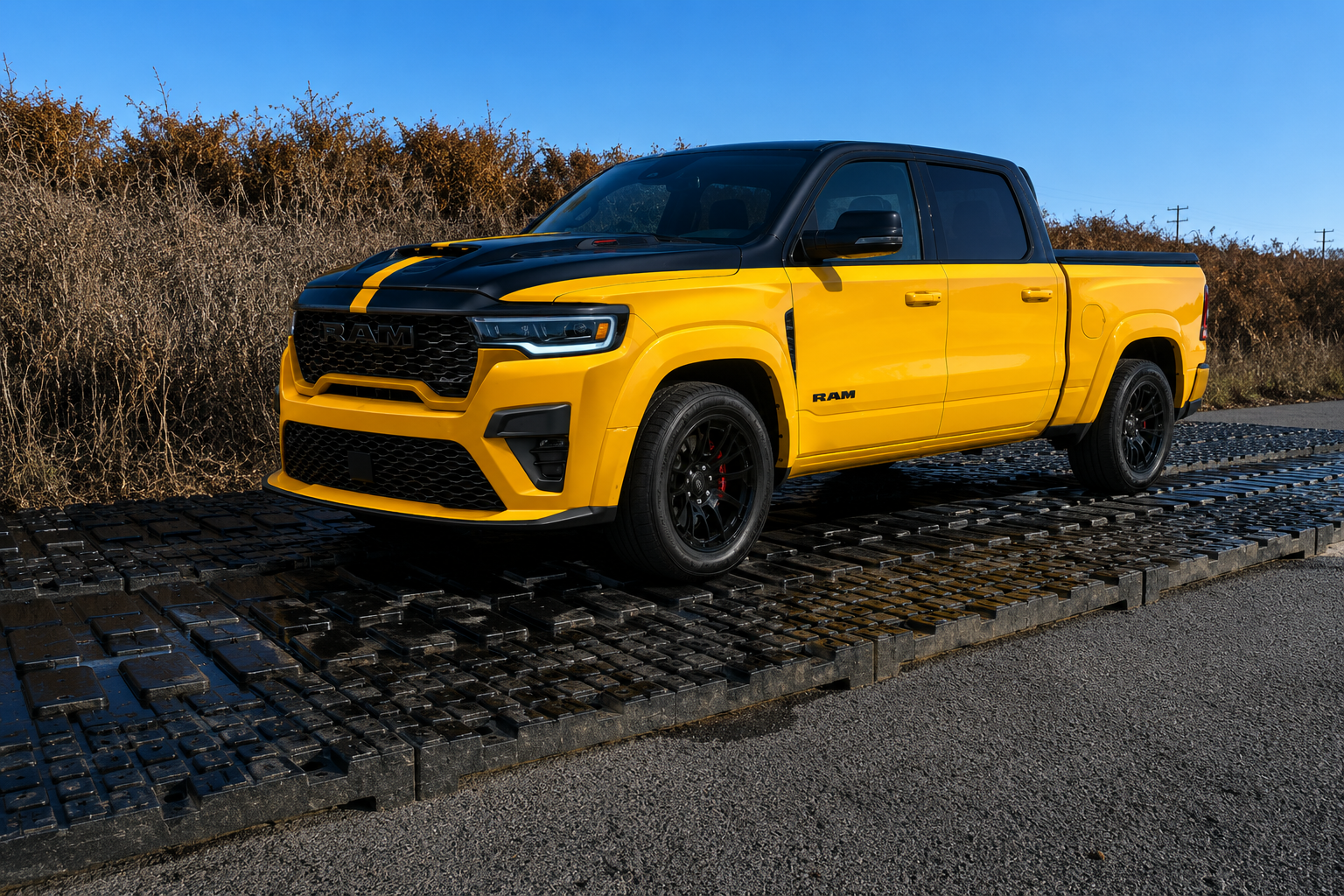 Portable modular testing surface on an automotive test track