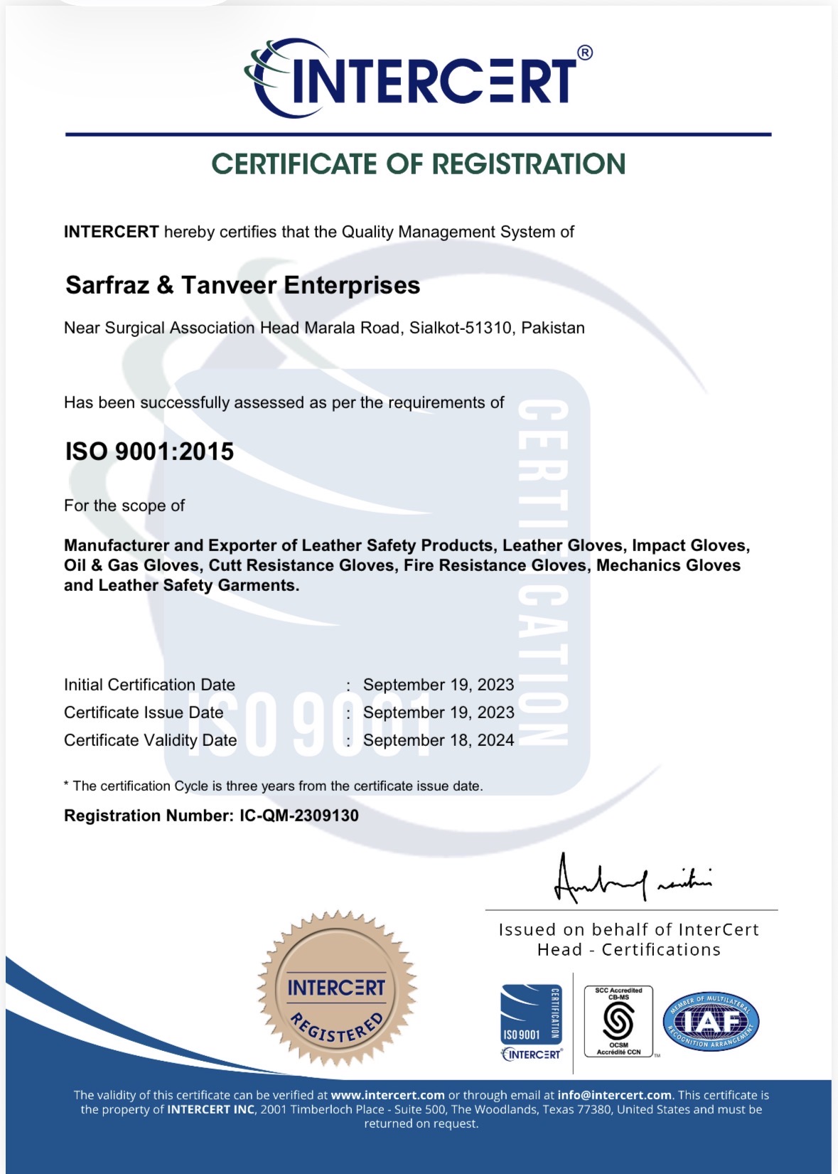 ISO 9001:2015 certificate — ST Enterprises