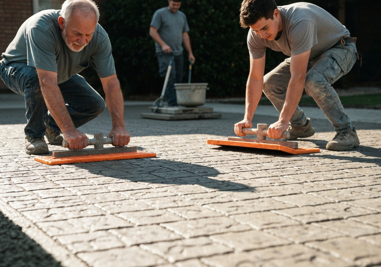Pattern imprinted concrete stamping process