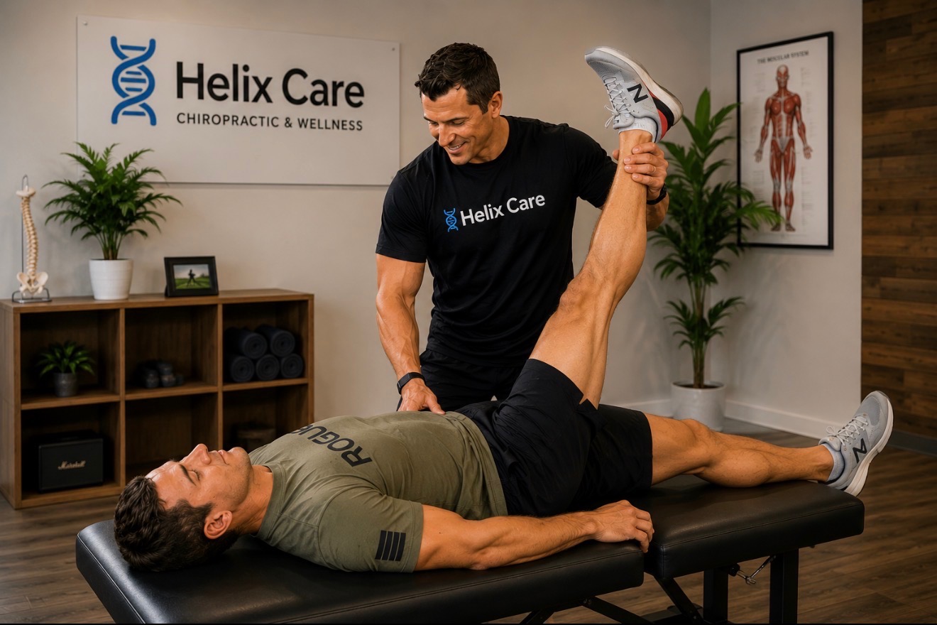 Patient performing guided corrective exercises