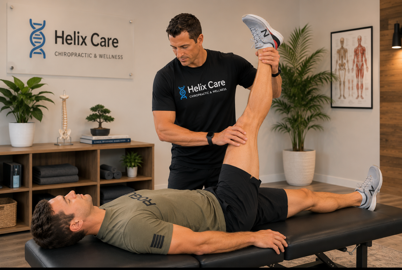 Dr. Wright performing chiropractic care at Helix Care in Prosper, TX