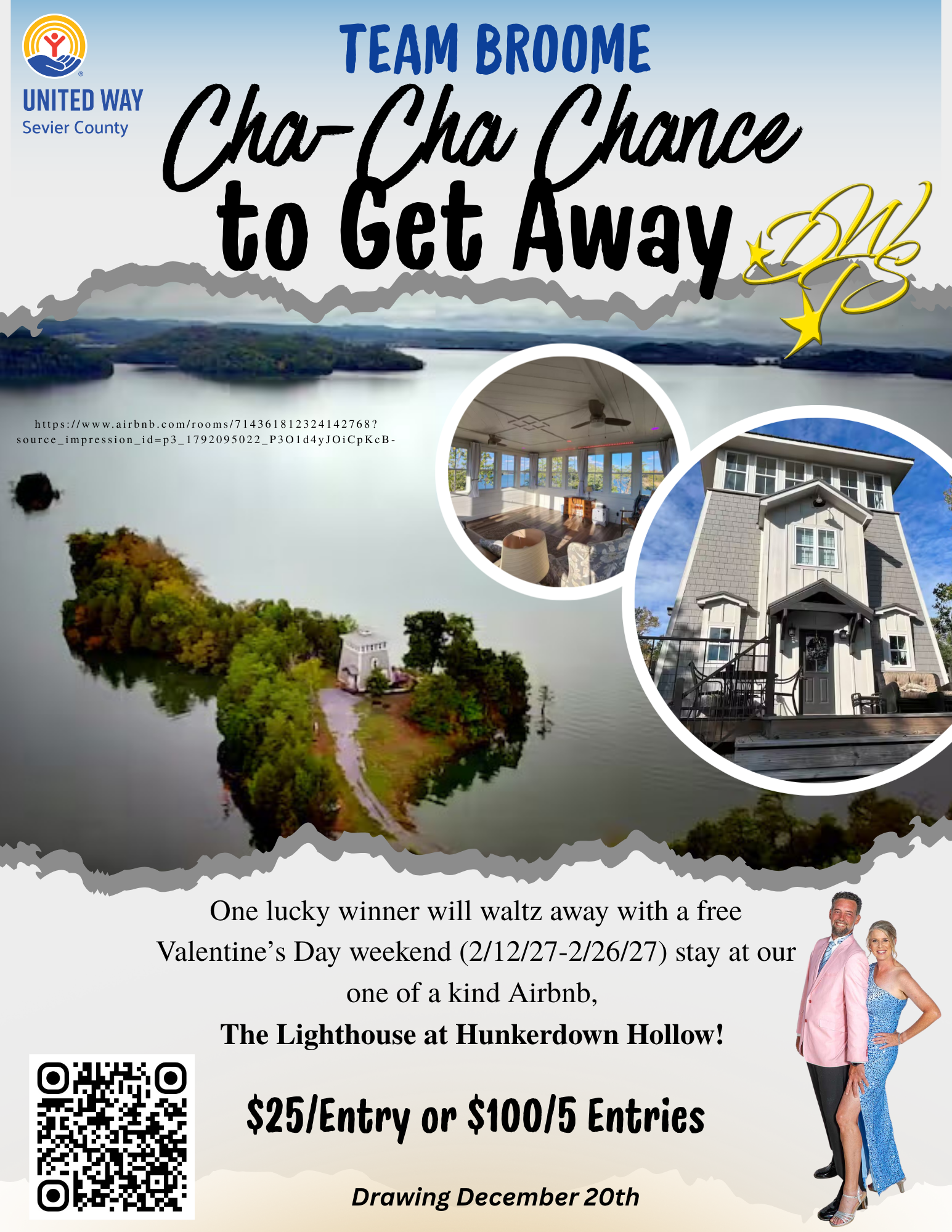 Smoky Mountain Lighthouse on Douglas Lake Raffle Flyer - Team Broome United Way of Sevier County