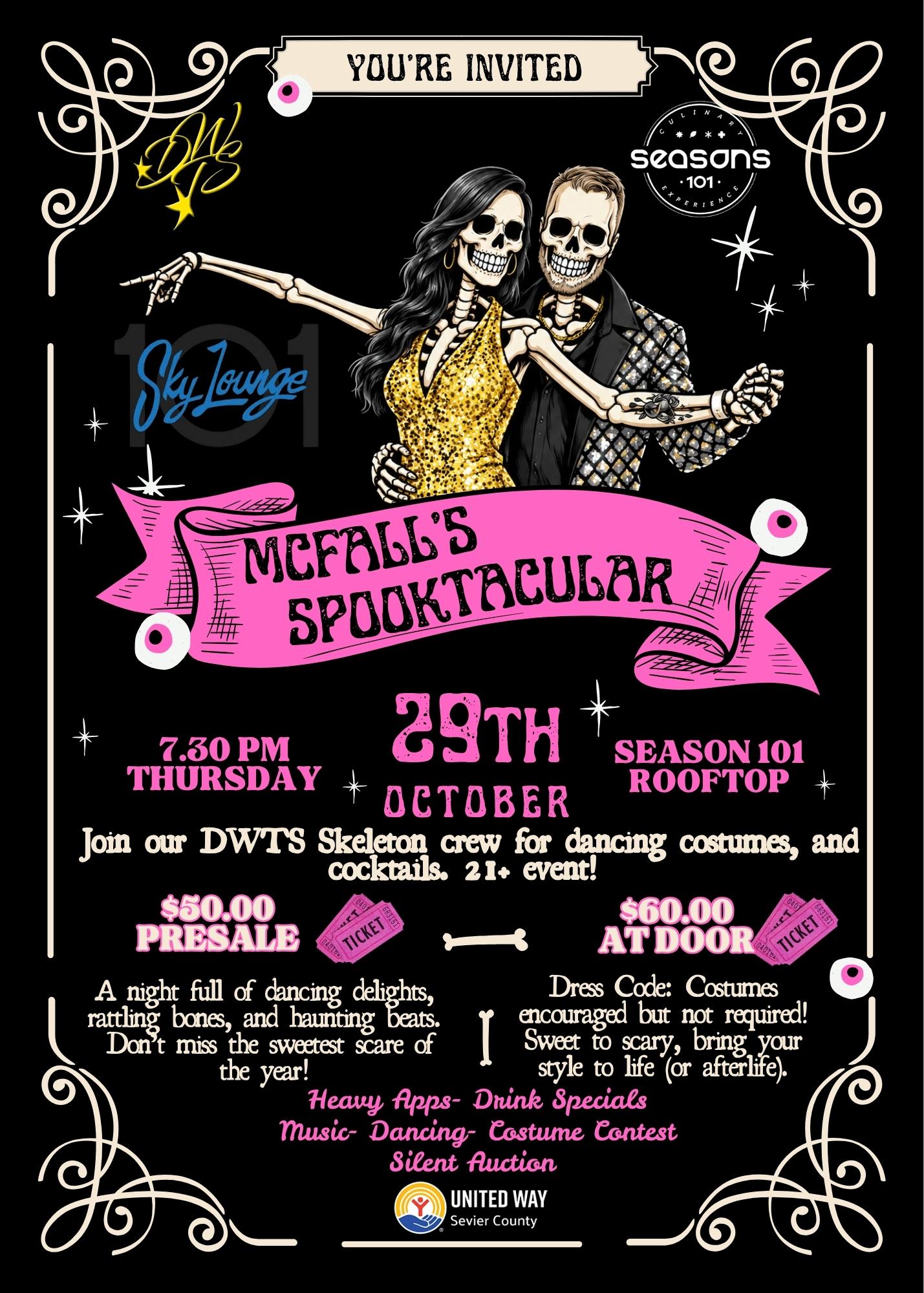 McFall's Spooktacular Halloween Rooftop Party Flyer - Seasons 101 Sky Lounge