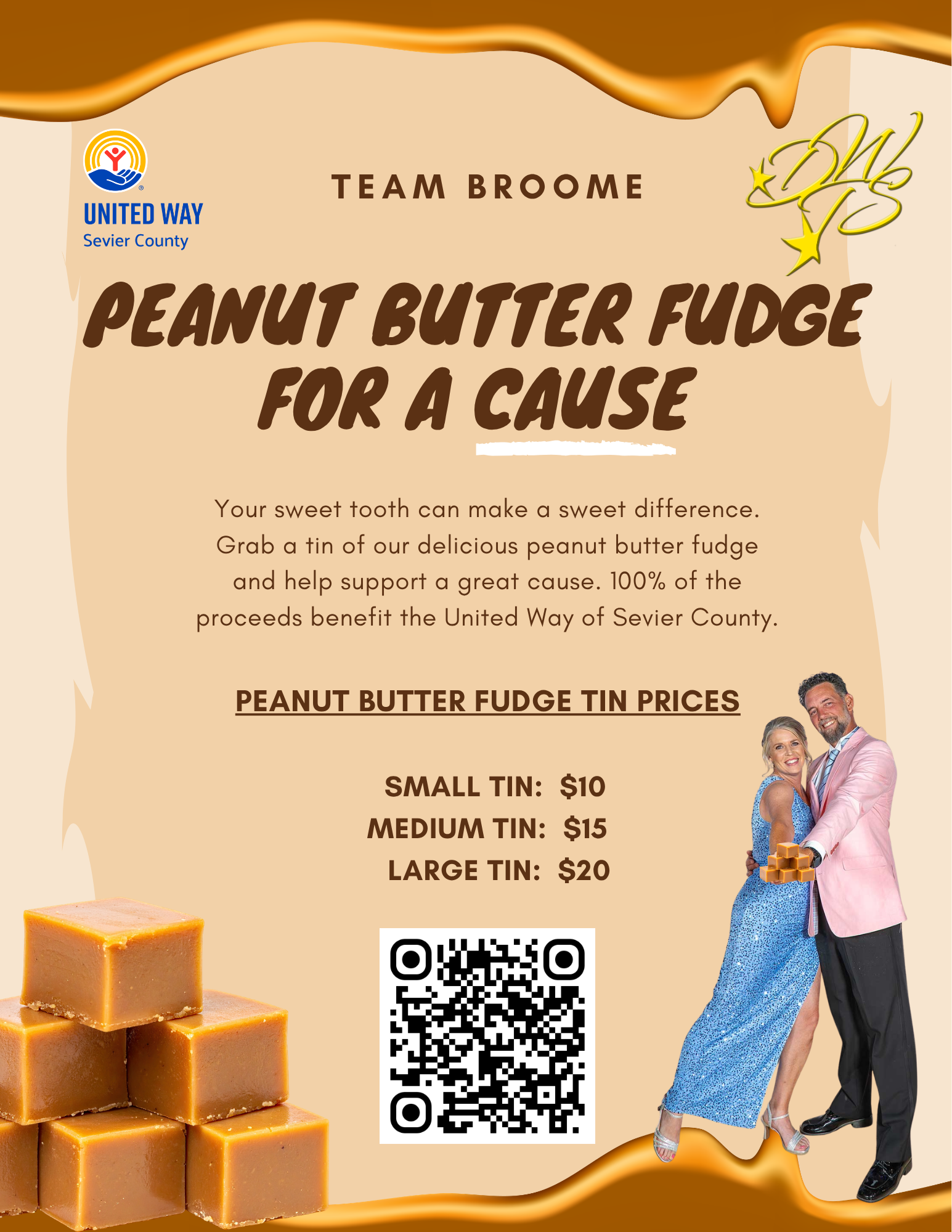 Team Broome Peanut Butter Fudge for a Cause flyer - Benefiting United Way of Sevier County