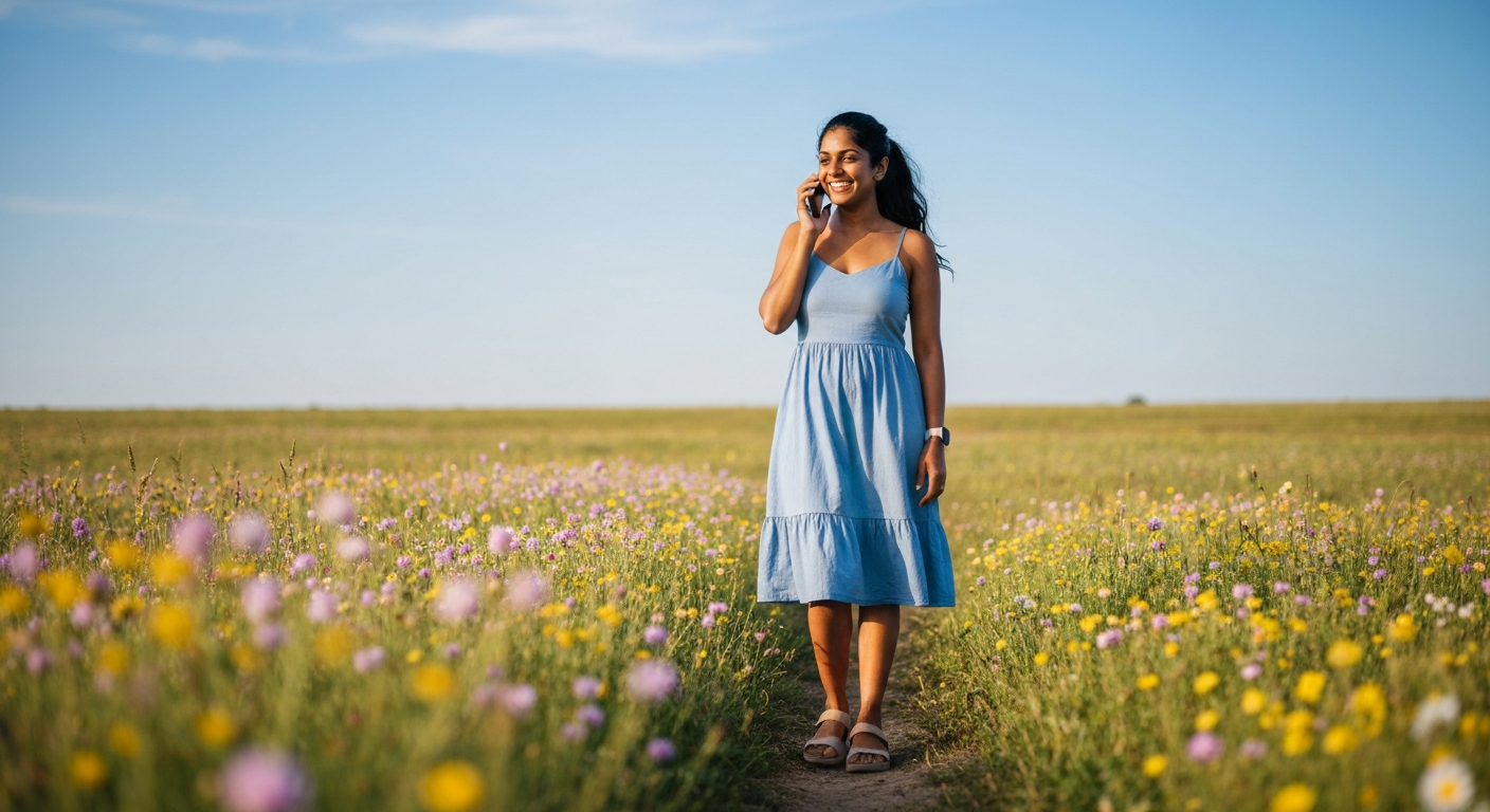 Friendly contact person in open field