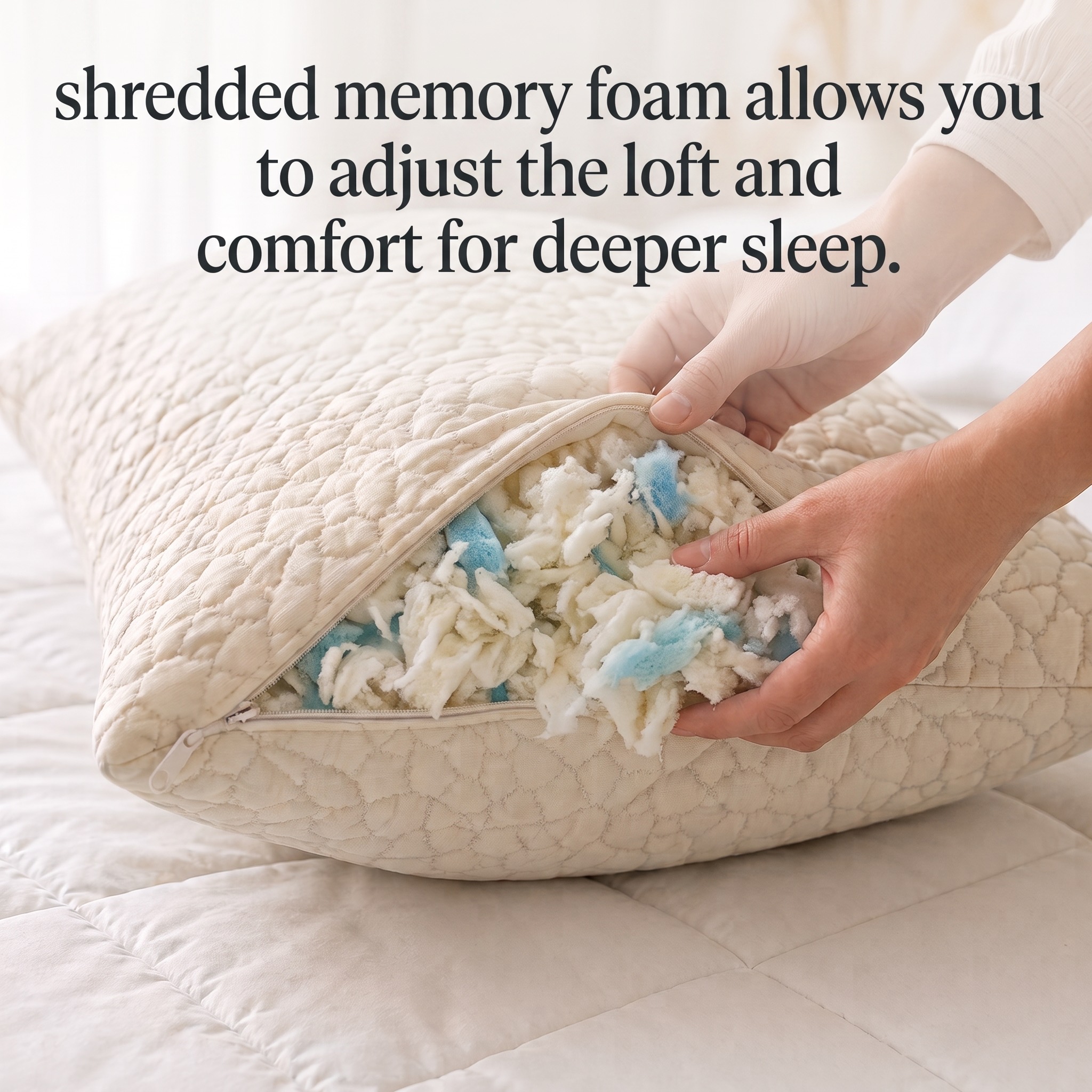 Adjusting Chiropure Pillow fill - shredded memory foam