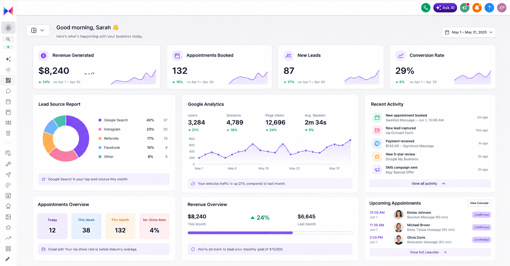 MassageOS Website & Studio Dashboard