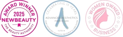 Award Winner 2025 NewBeauty, Celebrating 15 Years Advanced Aesthetics Medical Spa, Women Owned Business