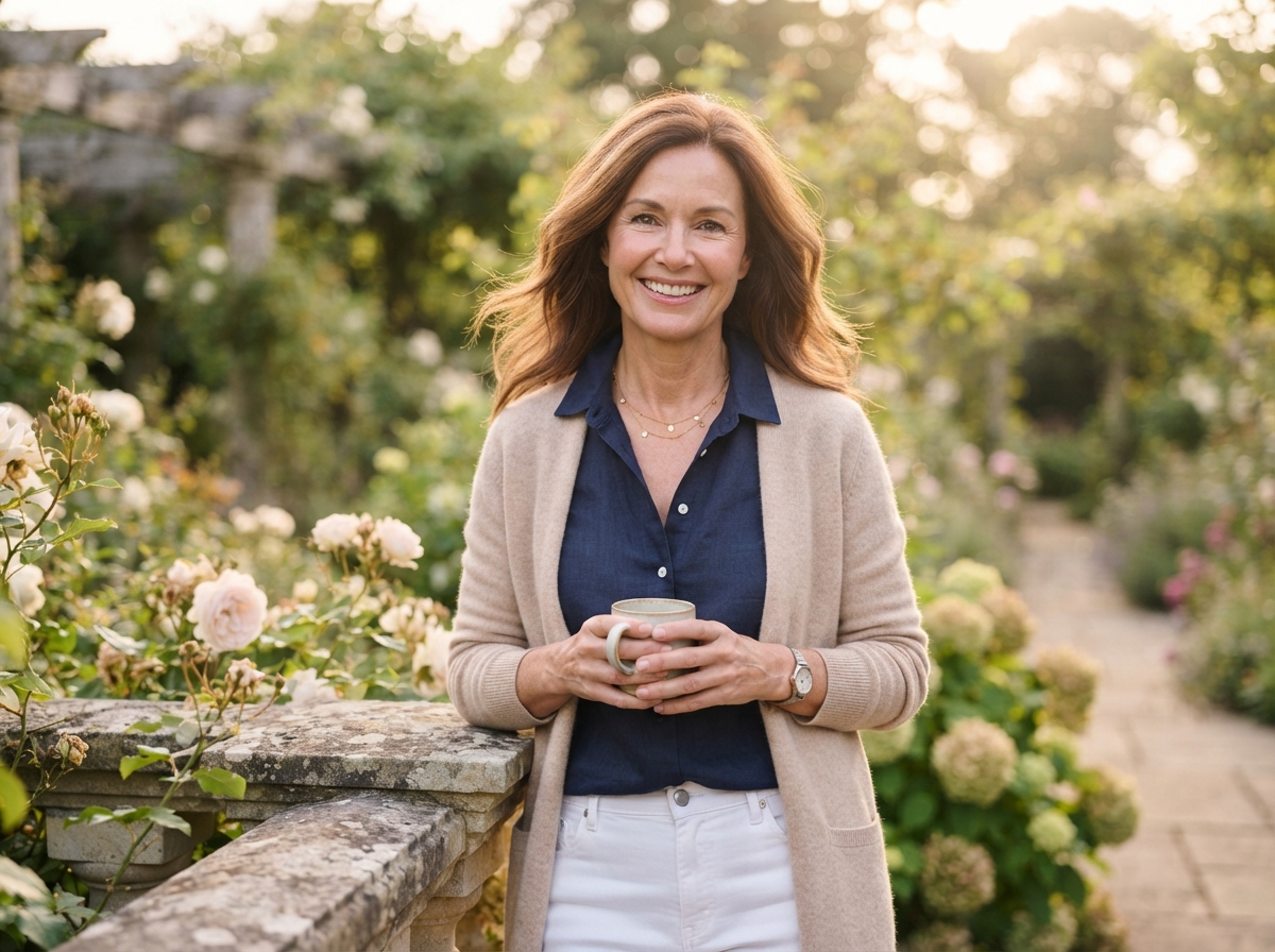 A confident woman smiling outdoors with a natural, refreshed appearance after successful facial rejuvenation procedures by Dr. Hassan Nasser, representing healthy recovery and restored confidence