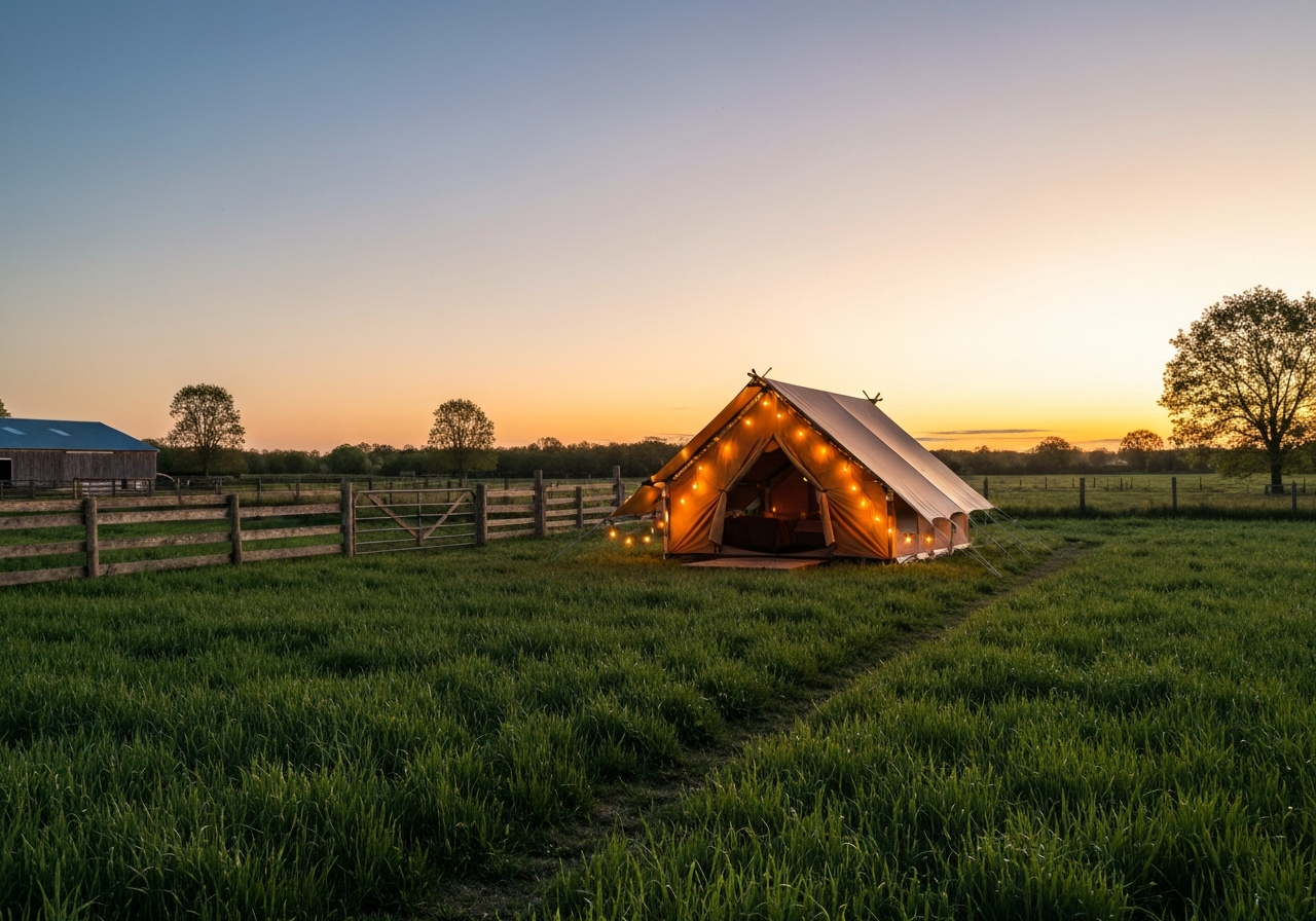 Glamping tent at Faith Farm, Church Hill Tennessee