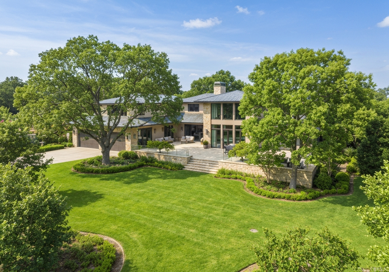 Aerial drone photography of luxury neighborhood in Bellevue Washington for real estate marketing
