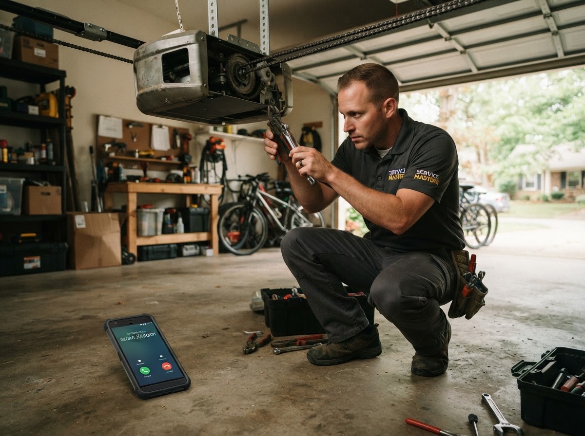 Home service technician unable to answer a call while on a job