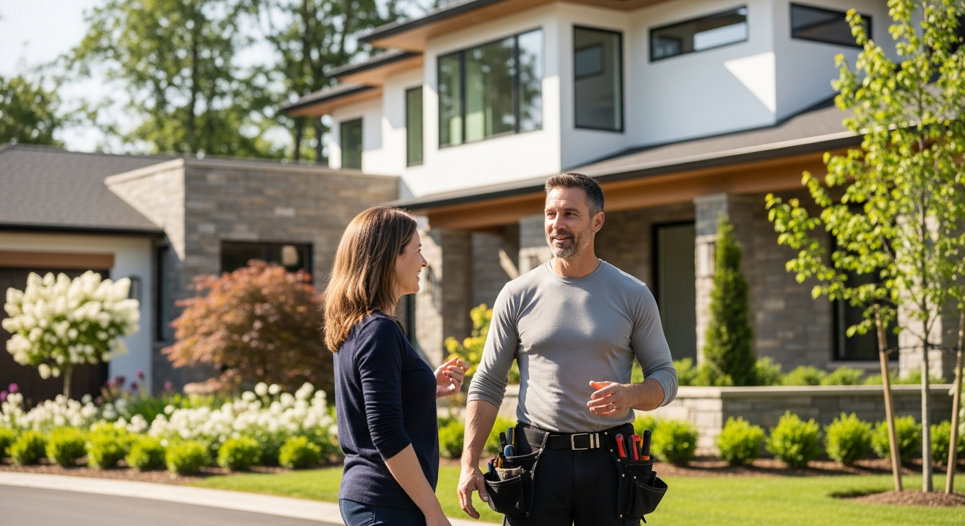 Contractor speaking with homeowner