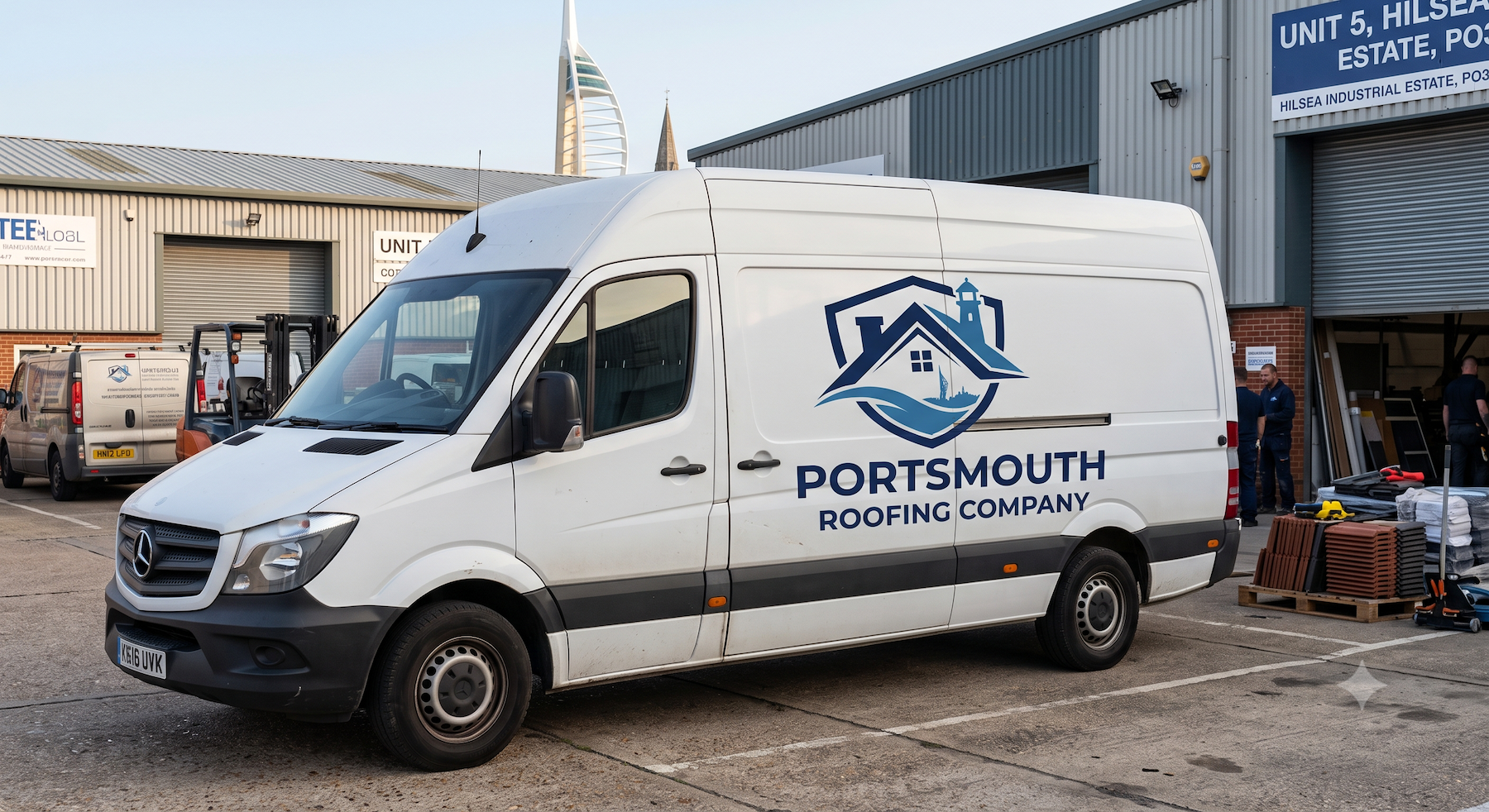 Portsmouth Roofing Company branded van