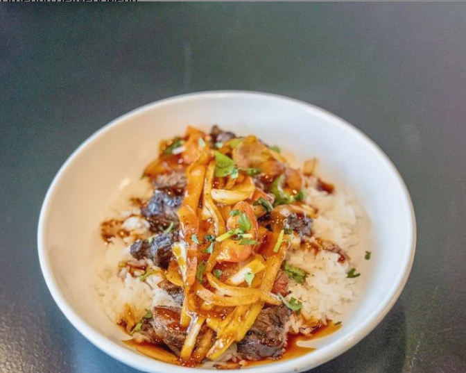 Korean Steaktips with Rice at Prep Hero Café
