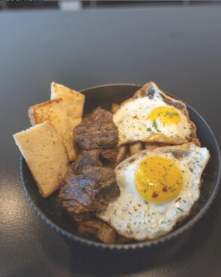 Steak and Eggs with Homefries at Prep Hero Café