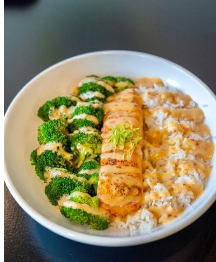 Sweet Chili Drizzle Salmon at Prep Hero Café
