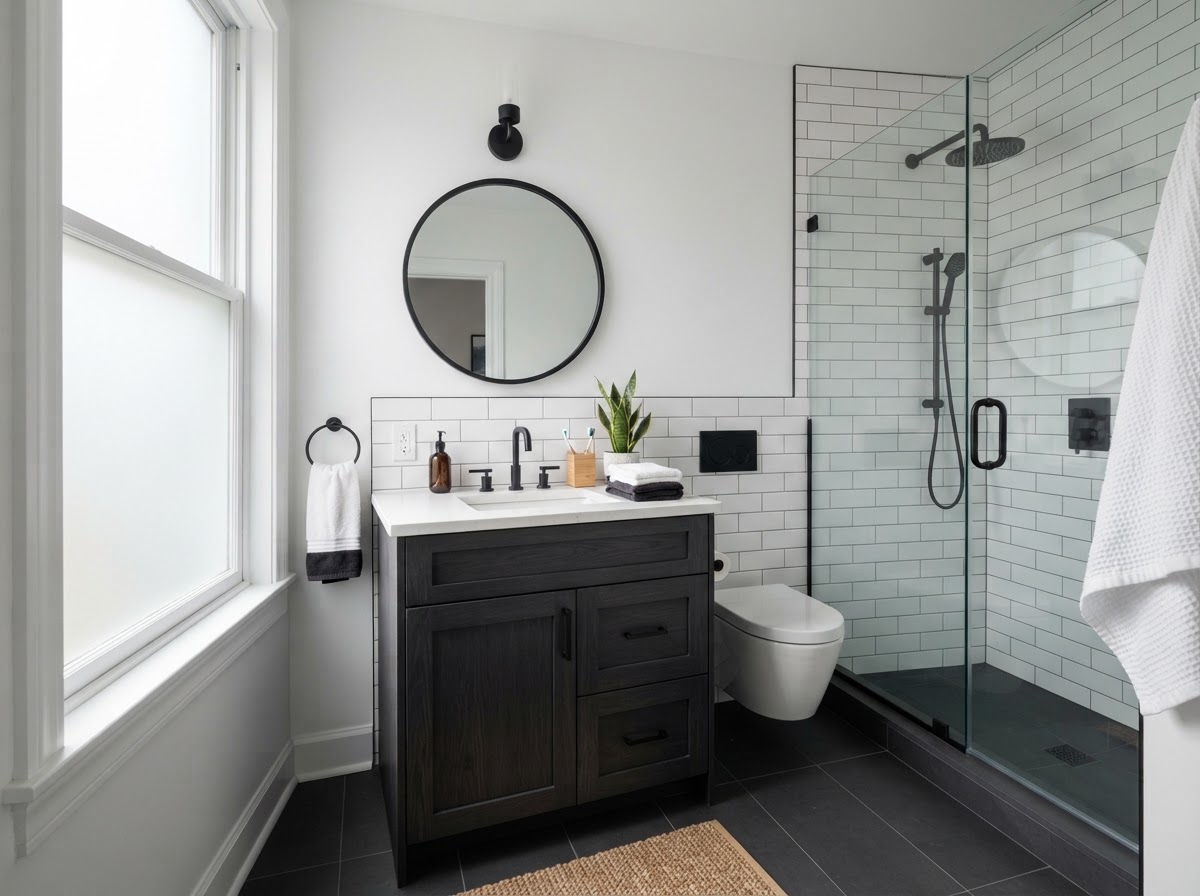 Georgetown Contrast — bathroom remodel in Bethesda MD