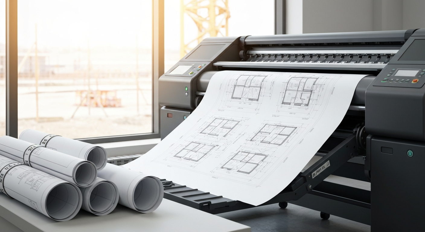 Large format architectural blueprints and construction plans