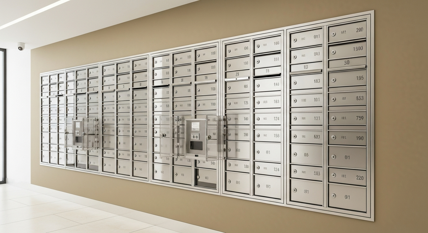 Secure private mailbox wall at PostalAnnex