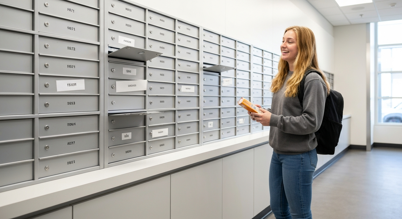 Secure private mailbox wall for MTSU students living off-campus in Murfreesboro