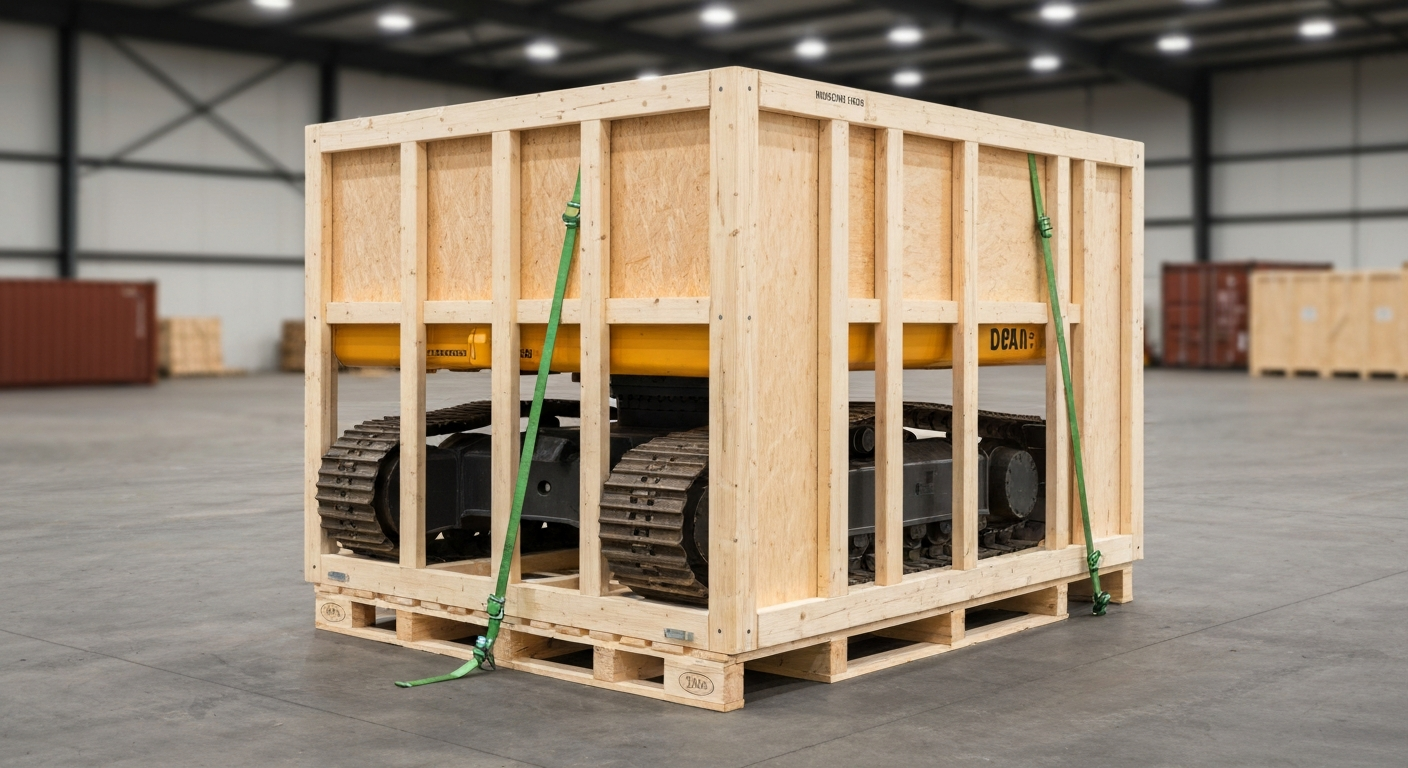Custom wooden crating and palletizing for heavy equipment
