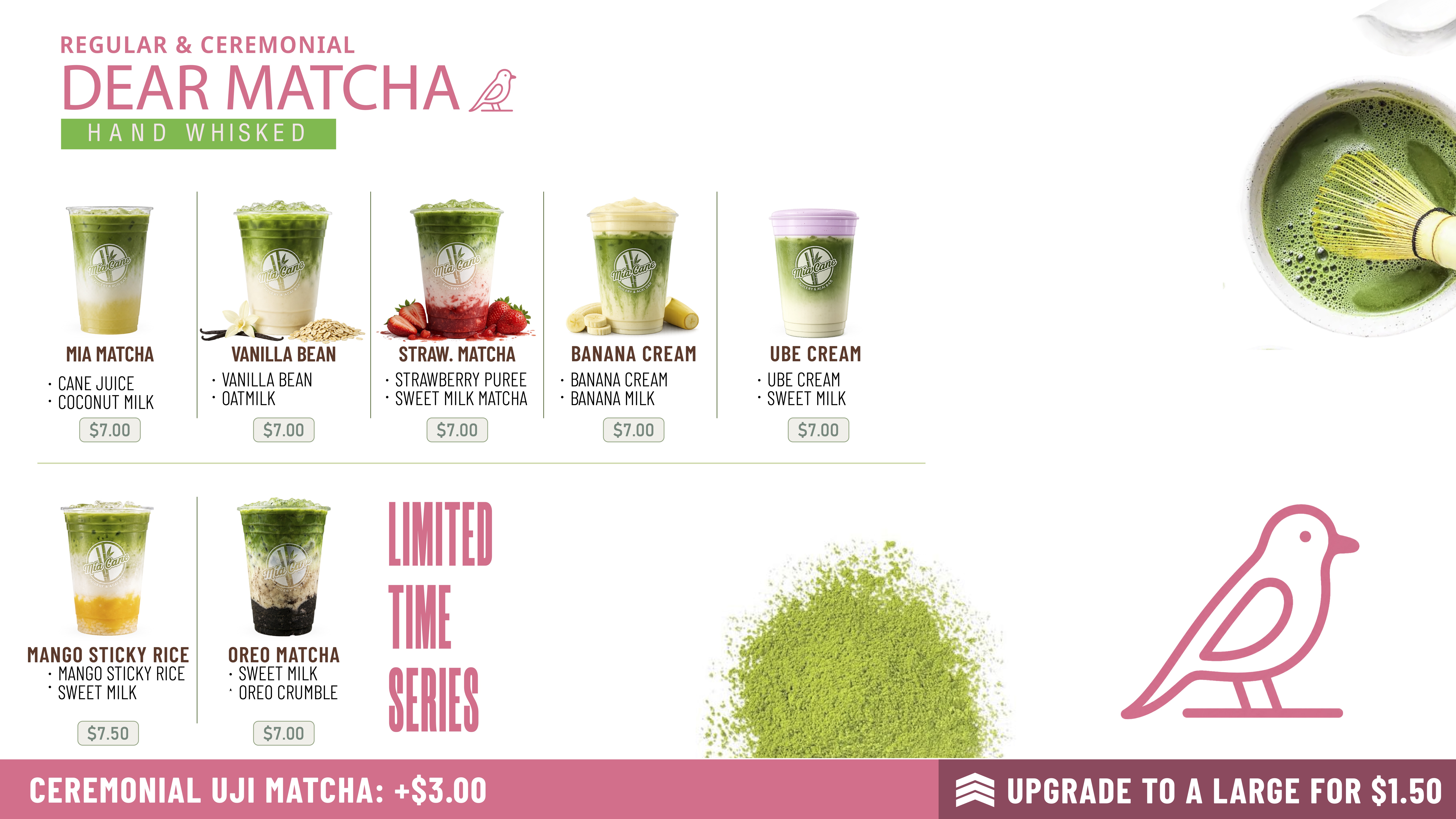 Dear Matcha — Hand Whisked menu at Mia Cane DMV