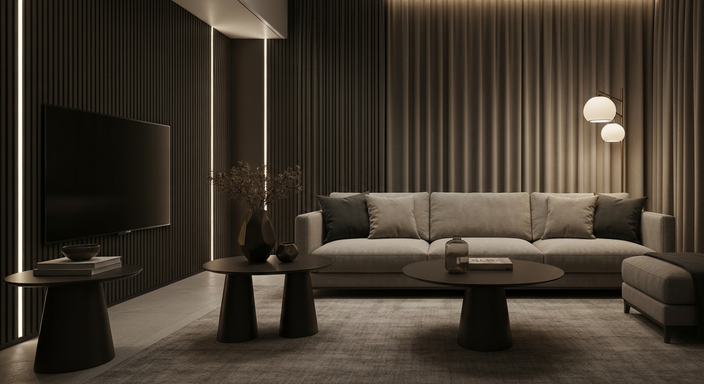 Smart internal lighting setup in a luxury living room