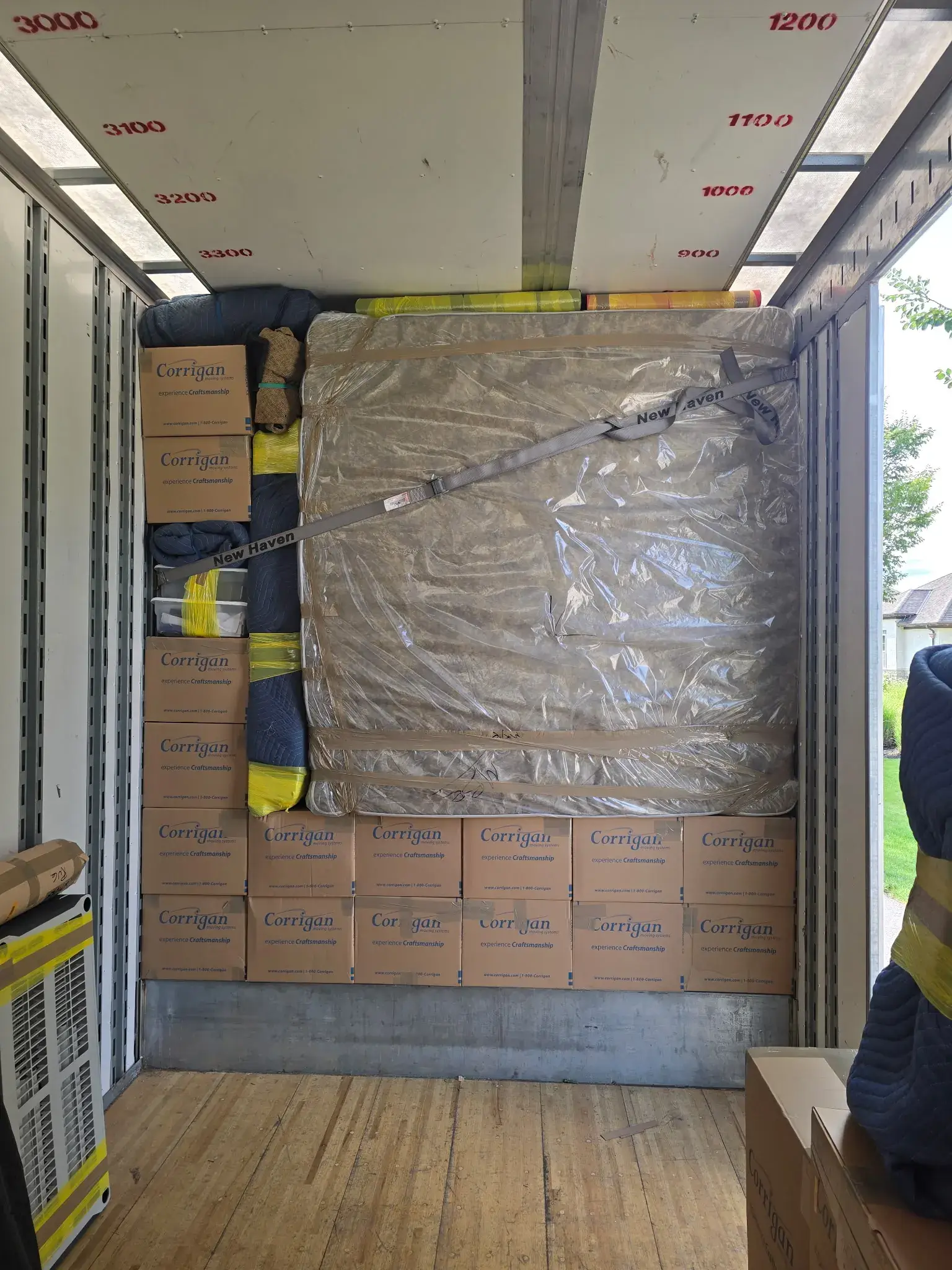 Fully loaded and secured moving truck
