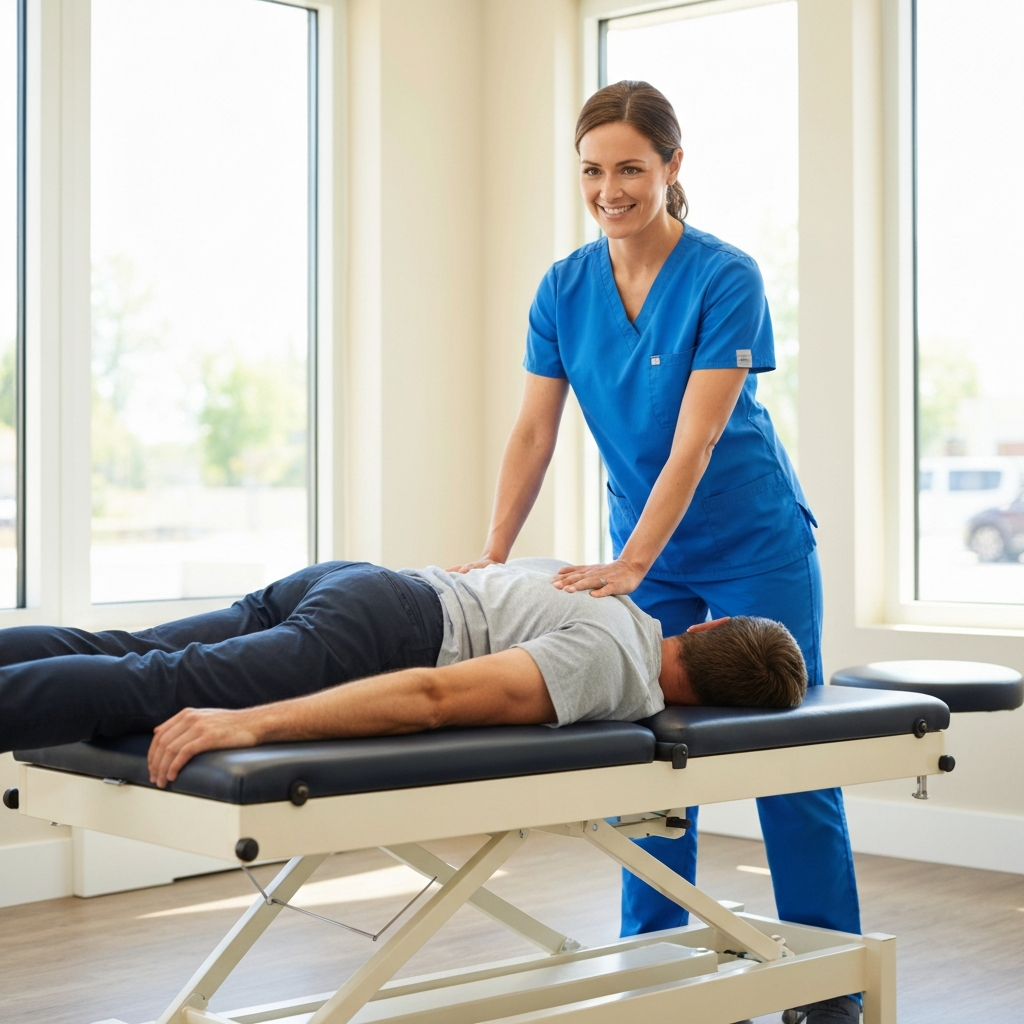 Chiropractor treating a patient — serving Chorleywood at Flex & Flow