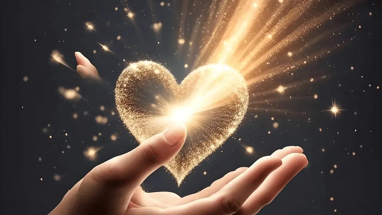 Golden heart held in a hand