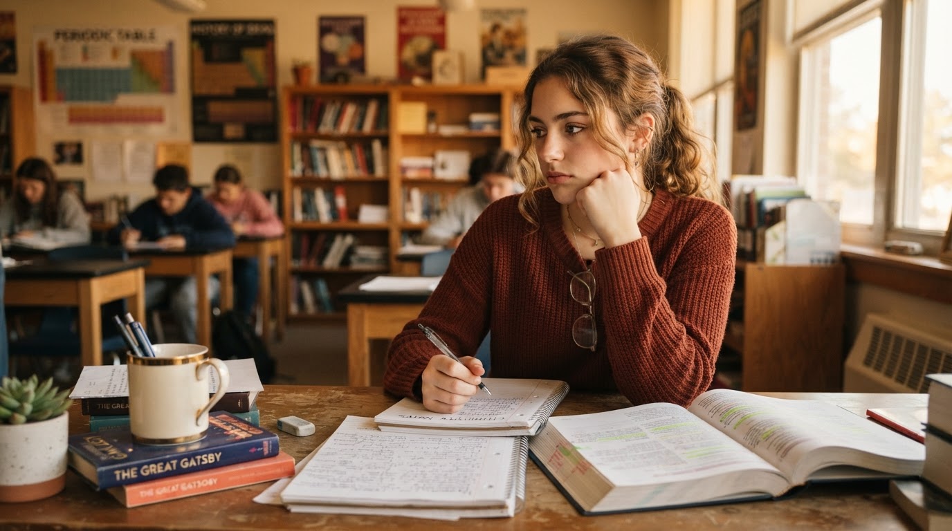 Élève qui étudie avec concentration