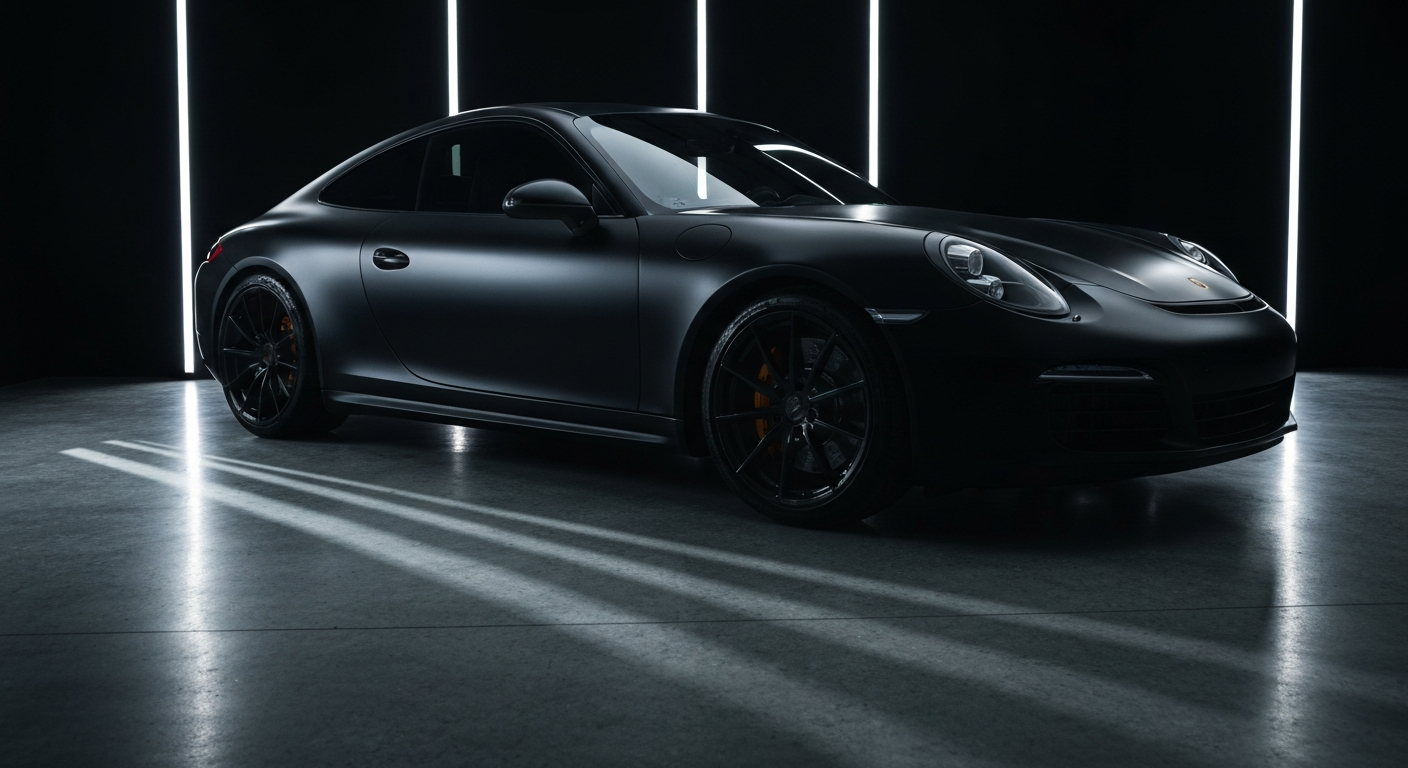 Professionally tinted luxury vehicle in a modern studio