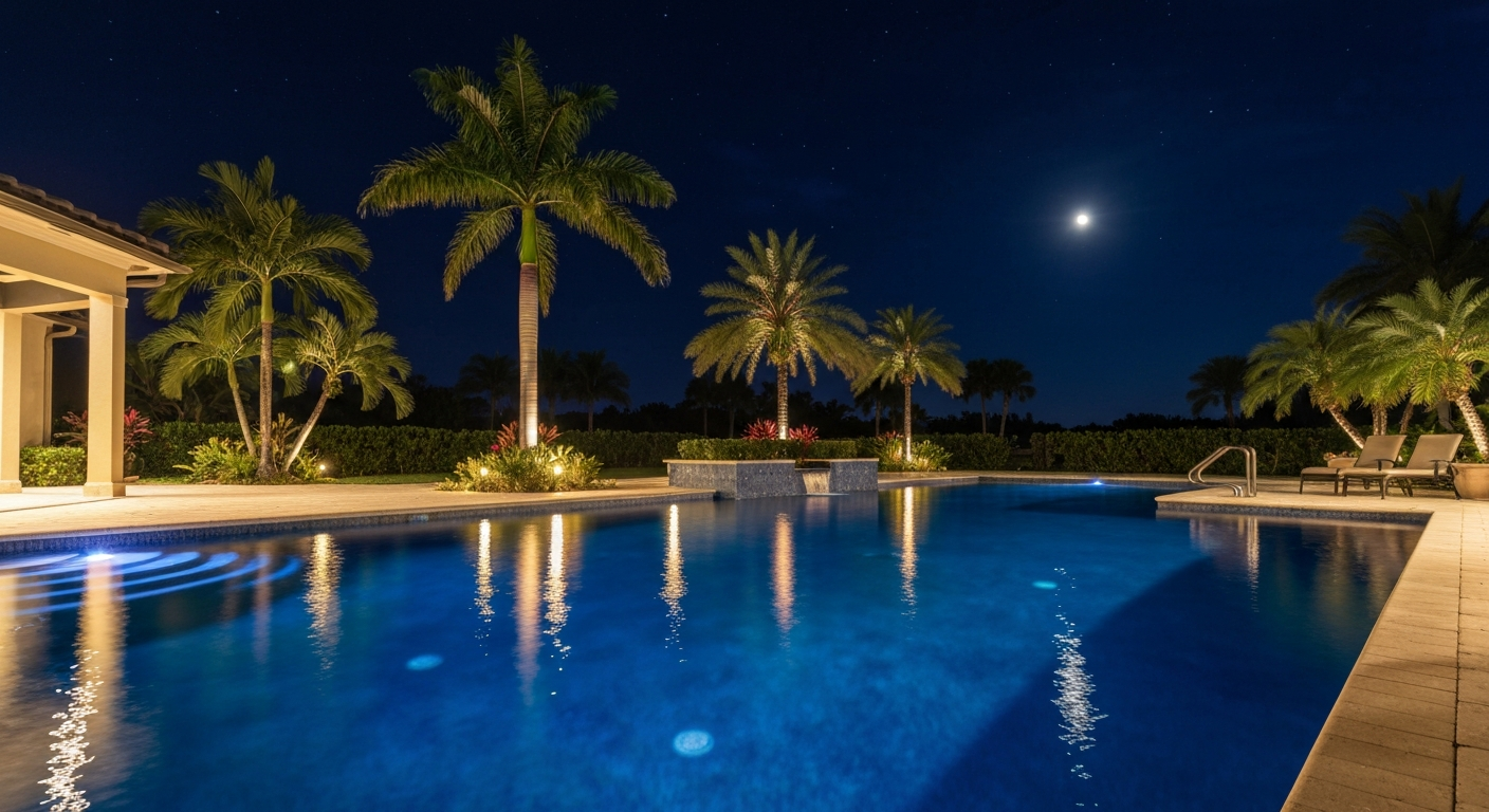 Luxury Pool at Night