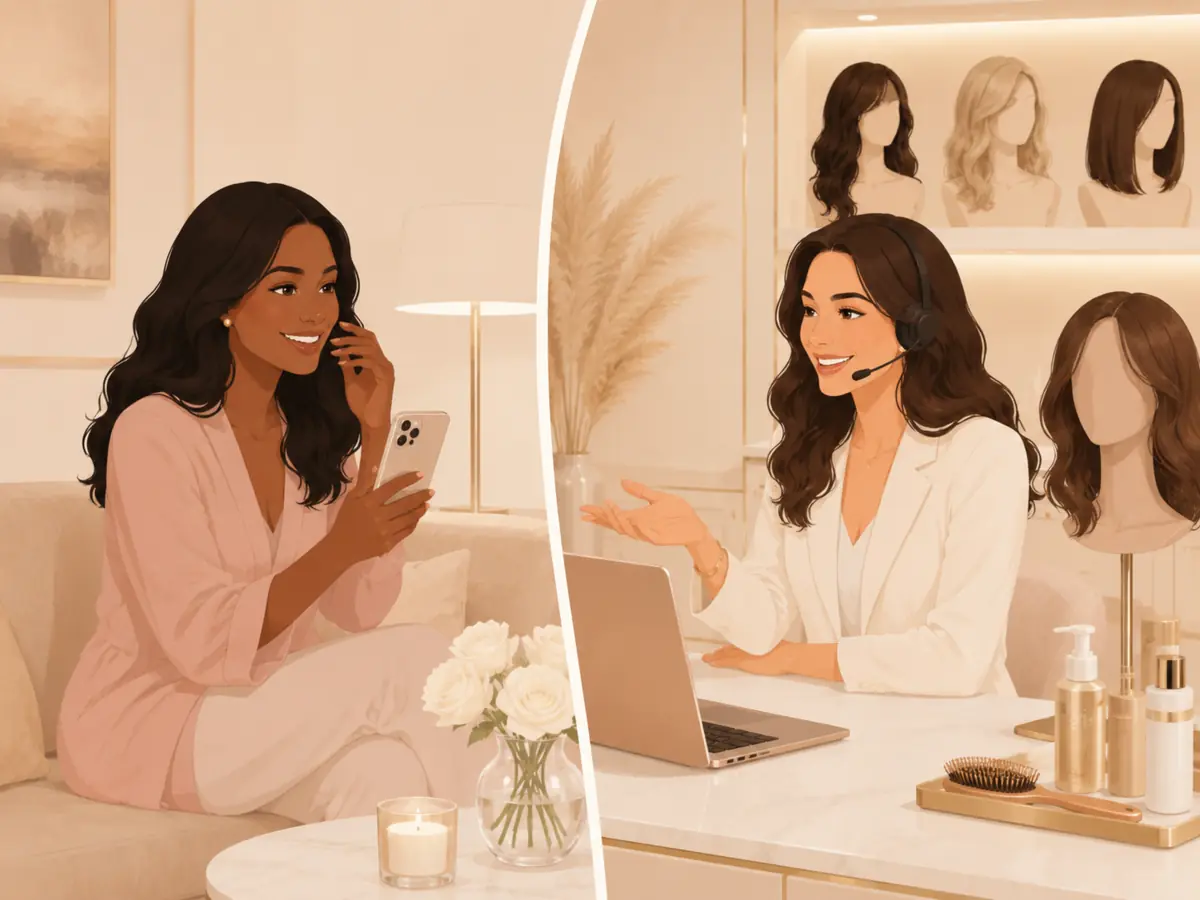 Illustration showing remote follow-up support and care