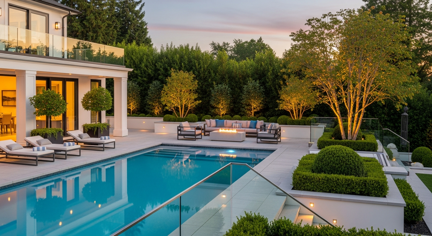 Luxury residential landscaping by Live Oak Studio