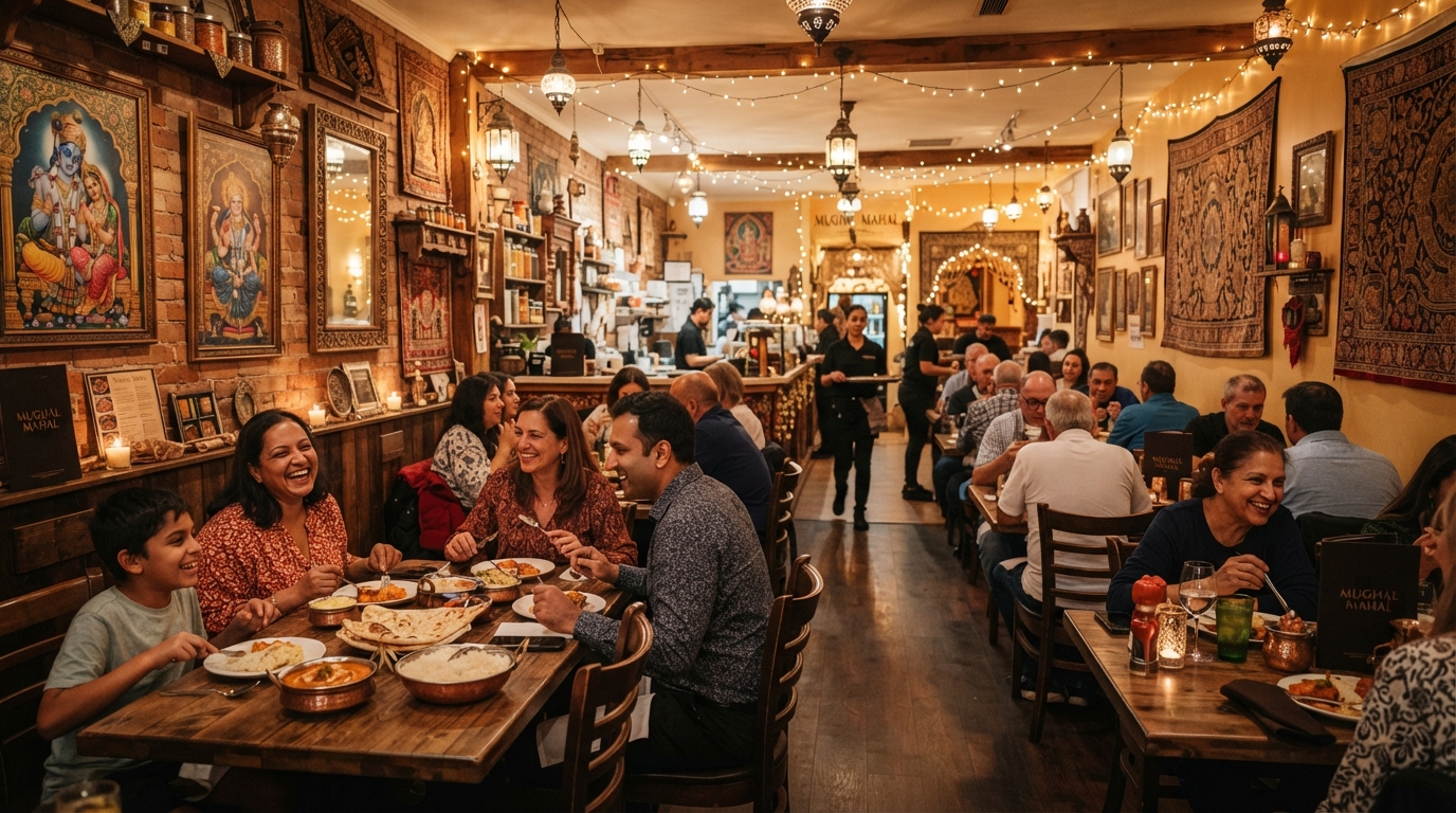 Guests dining at India Village Ancaster restaurant interior
