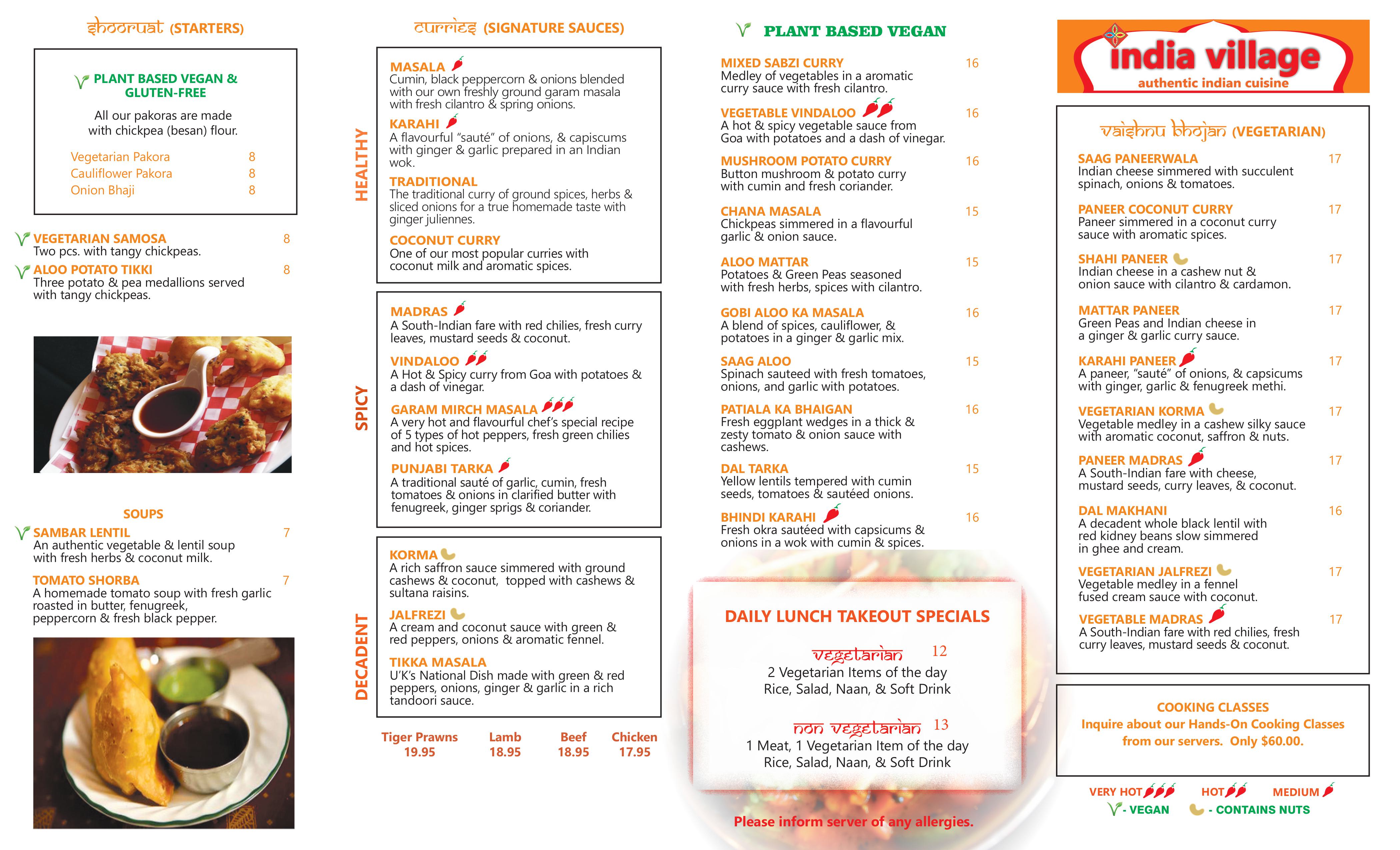 India Village Menu Side 1